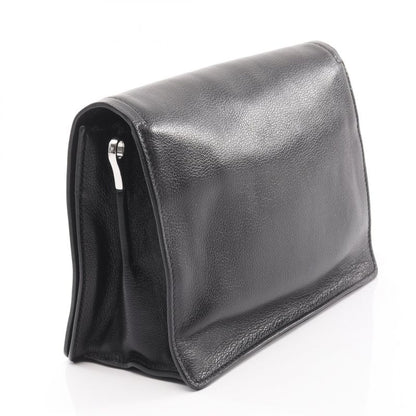Prada Shoulder Bag Glace'calf 1 Bd296 Black Leather Triangle Logo