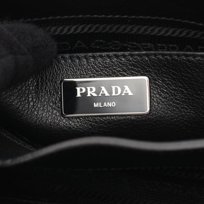 Prada Shoulder Bag Glace'calf 1 Bd296 Black Leather Triangle Logo