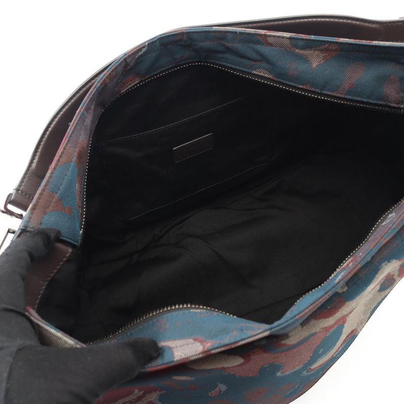 Dior Shoulder Bag Christian Dior X Peter Doig Saddle Navy Brown Canvas Leather