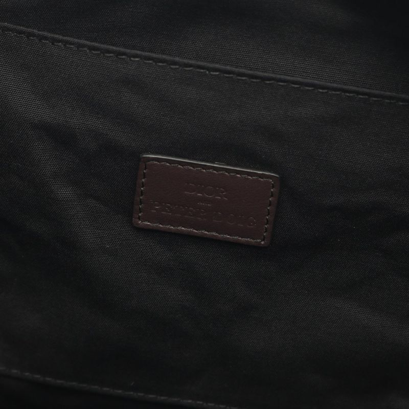 Dior Shoulder Bag Christian Dior X Peter Doig Saddle Navy Brown Canvas Leather