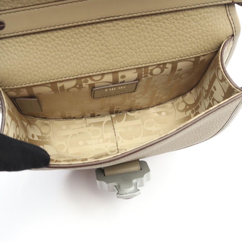 Dior Shoulder Bag Gallop Mini Beige Leather Gallop Shoulder Bag Women's Used A