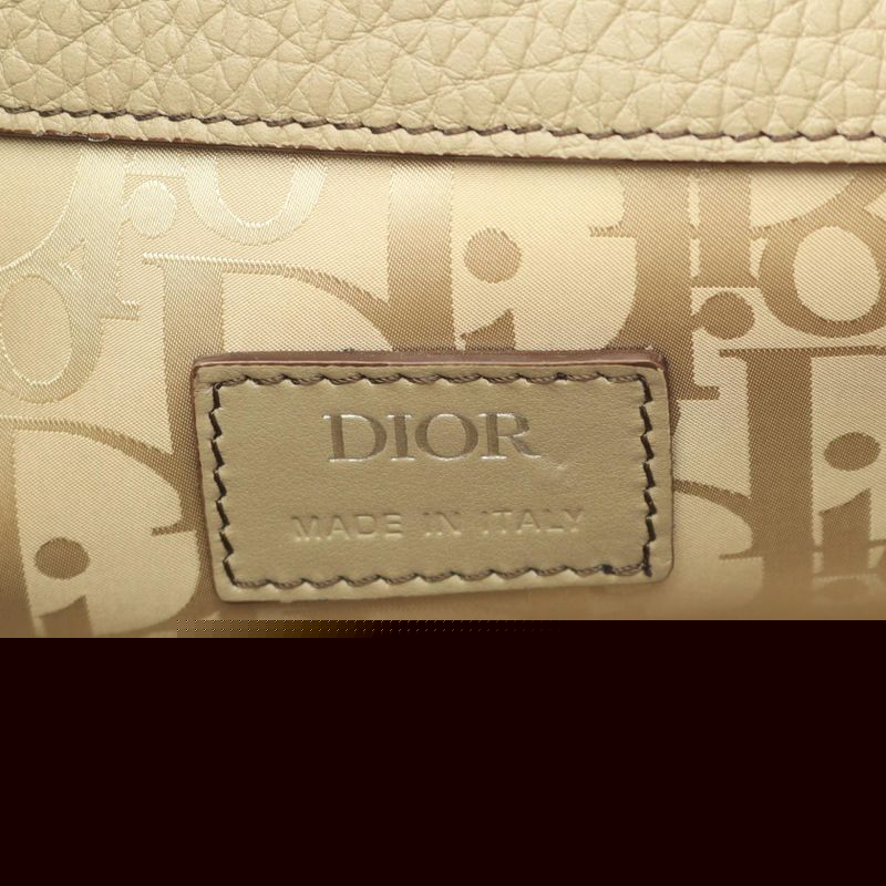 Dior Shoulder Bag Gallop Mini Beige Leather Gallop Shoulder Bag Women's Used A