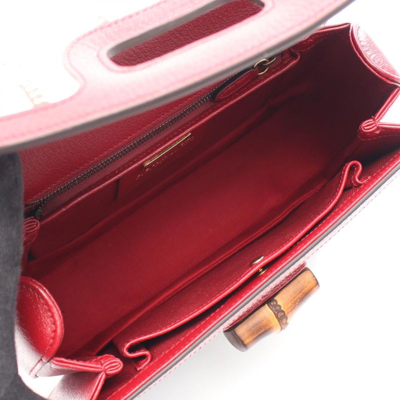 Gucci Handbag Music IS MINE Bamboo 679632 Red Multi Canvas Leather Bamboo Music