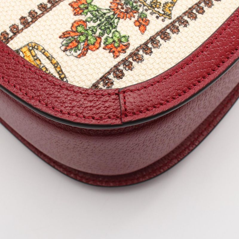 Gucci Handbag Music IS MINE Bamboo 679632 Red Multi Canvas Leather Bamboo Music