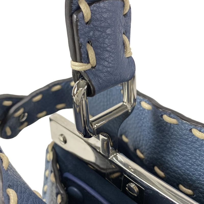 Fendi Handbag Selleria Peekaboo Icy You Medium 8bn321 Ivory X Blue Gray Leather