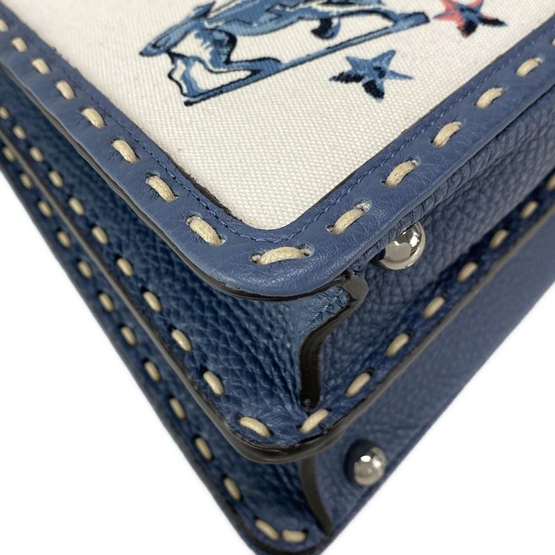 Fendi Handbag Selleria Peekaboo Icy You Medium 8bn321 Ivory X Blue Gray Leather