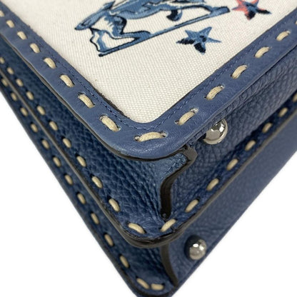 Fendi Handbag Selleria Peekaboo Icy You Medium 8bn321 Ivory X Blue Gray Leather