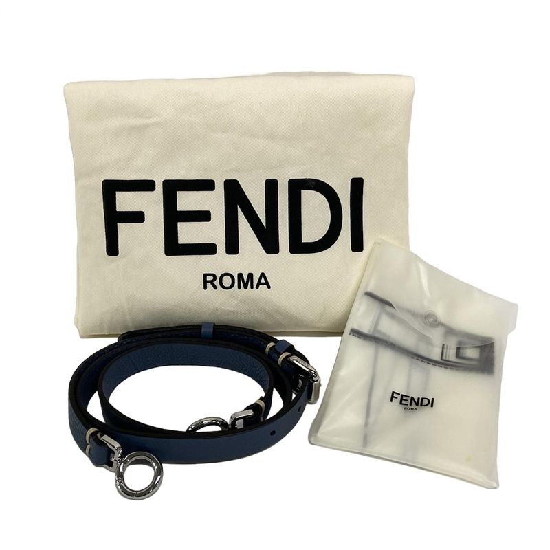 Fendi Handbag Selleria Peekaboo Icy You Medium 8bn321 Ivory X Blue Gray Leather