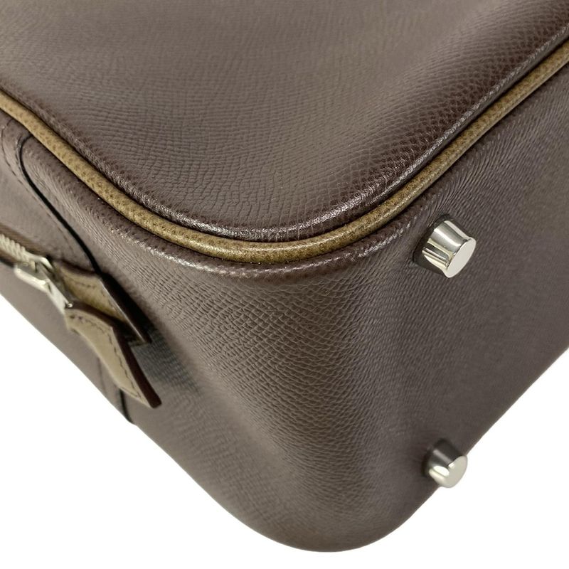 Hermes Handbag Plume 32 Chocolate X Khaki Silver Hardware Bicolor