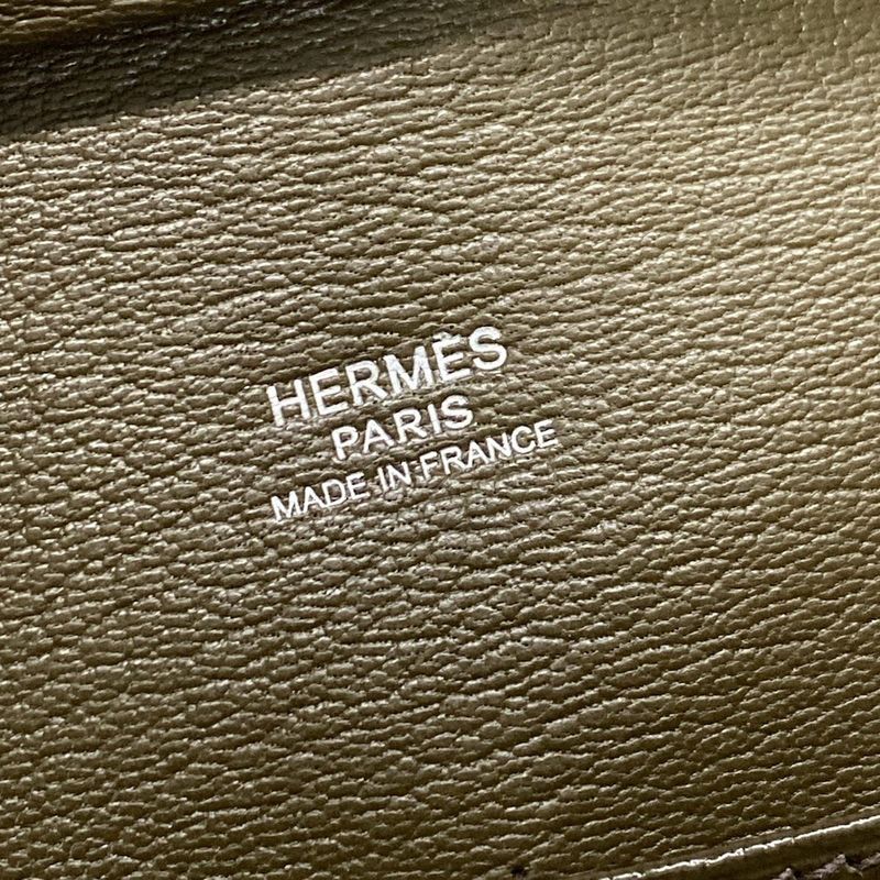 Hermes Handbag Plume 32 Chocolate X Khaki Silver Hardware Bicolor