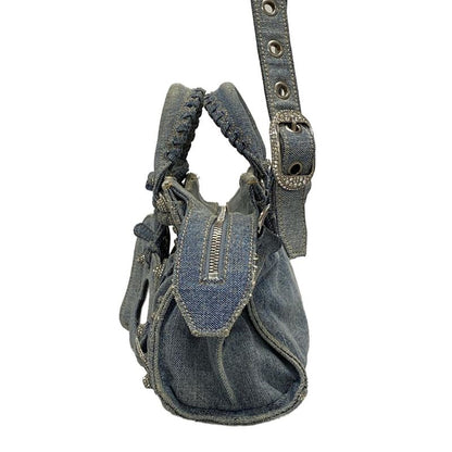 Balenciaga Handbag Neo Kagole XS 700940 Light Blue Denim Distressed Process Ing