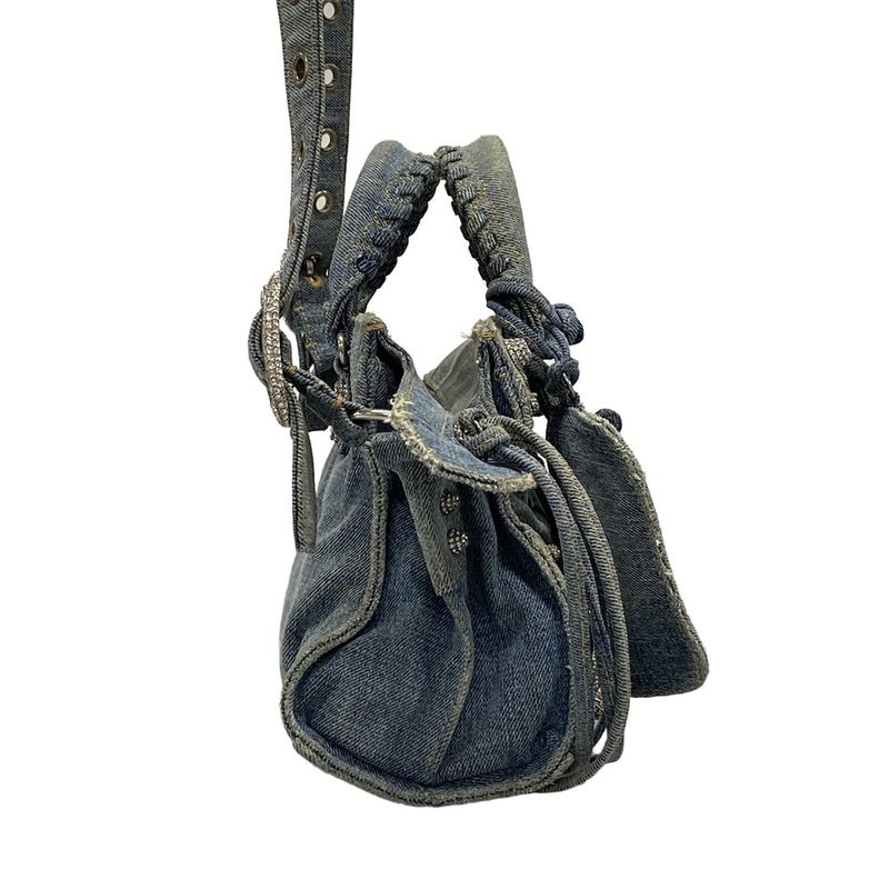 Balenciaga Handbag Neo Kagole XS 700940 Light Blue Denim Distressed Process Ing