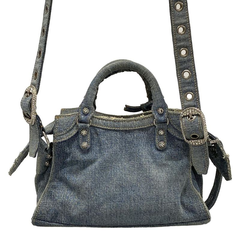 Balenciaga Handbag Neo Kagole XS 700940 Light Blue Denim Distressed Process Ing