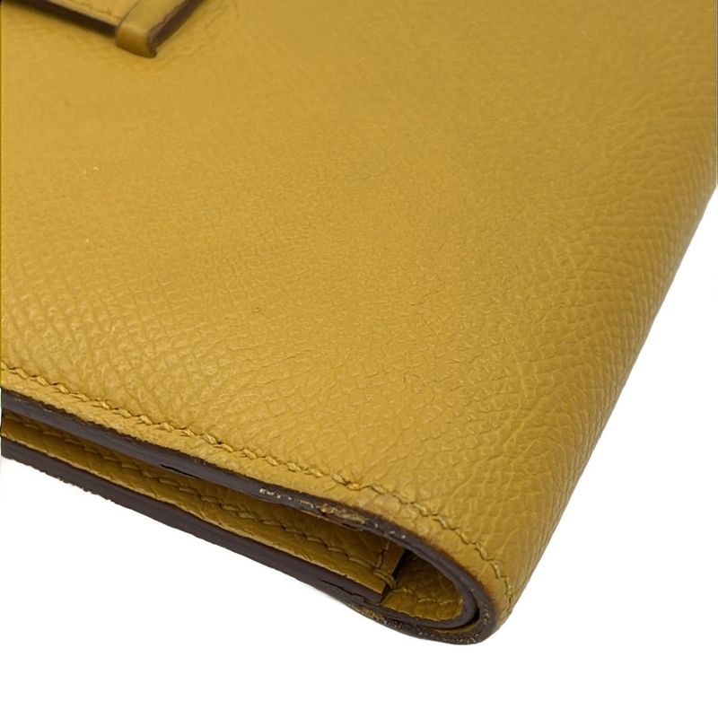 Hermes Bifold Wallet Bearn Compact Jaune Ambre New Shape Silver Hardware