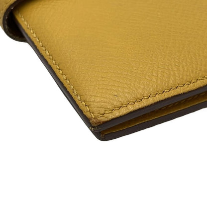 Hermes Bifold Wallet Bearn Compact Jaune Ambre New Shape Silver Hardware