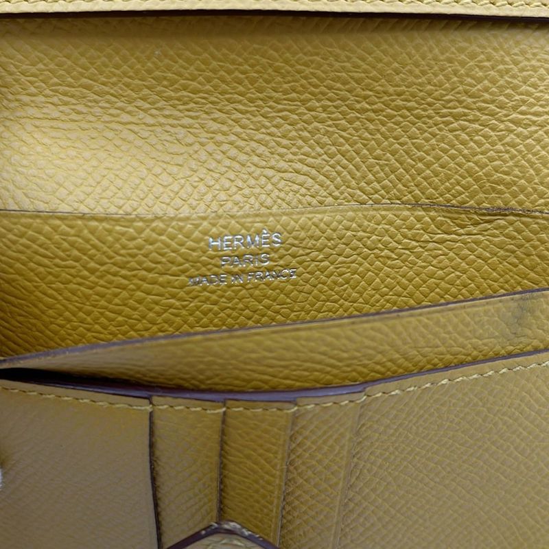 Hermes Bifold Wallet Bearn Compact Jaune Ambre New Shape Silver Hardware