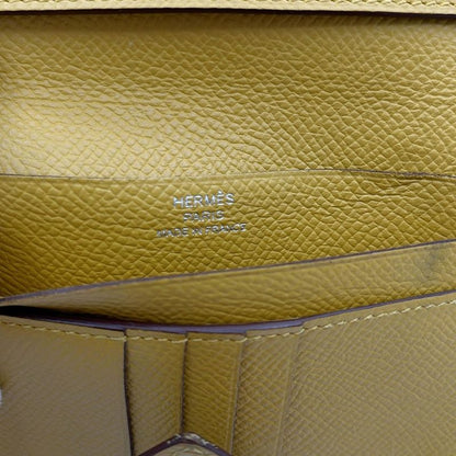 Hermes Bifold Wallet Bearn Compact Jaune Ambre New Shape Silver Hardware