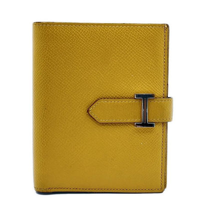 Hermes Bifold Wallet Bearn Compact Jaune Ambre New Shape Silver Hardware