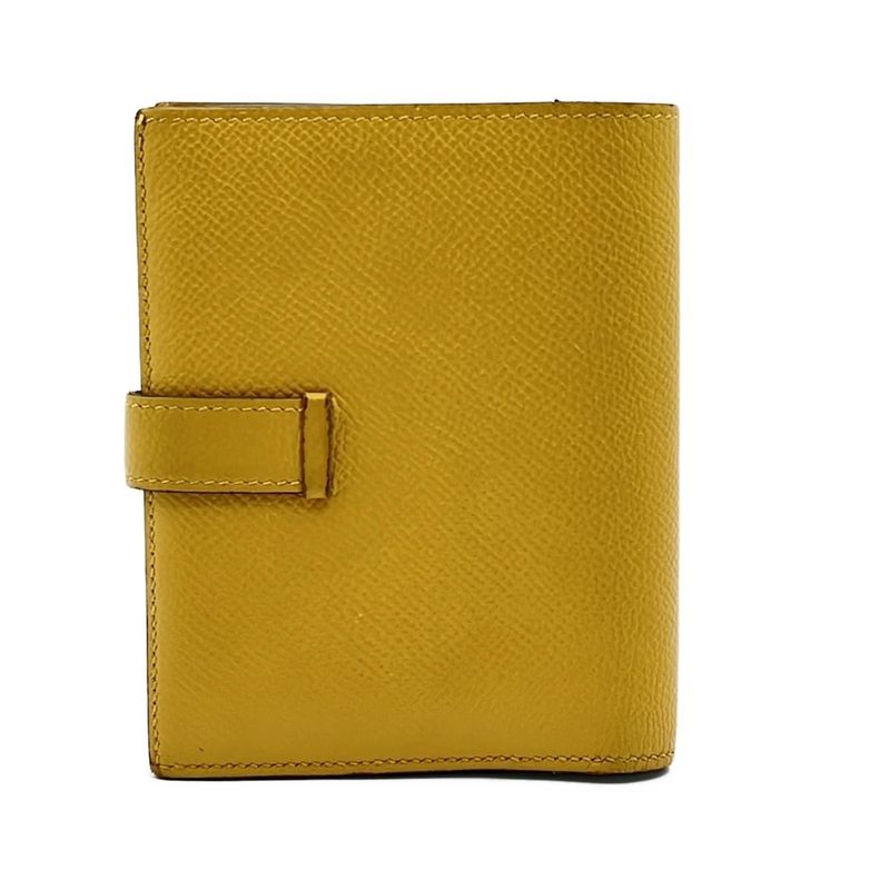 Hermes Bifold Wallet Bearn Compact Jaune Ambre New Shape Silver Hardware