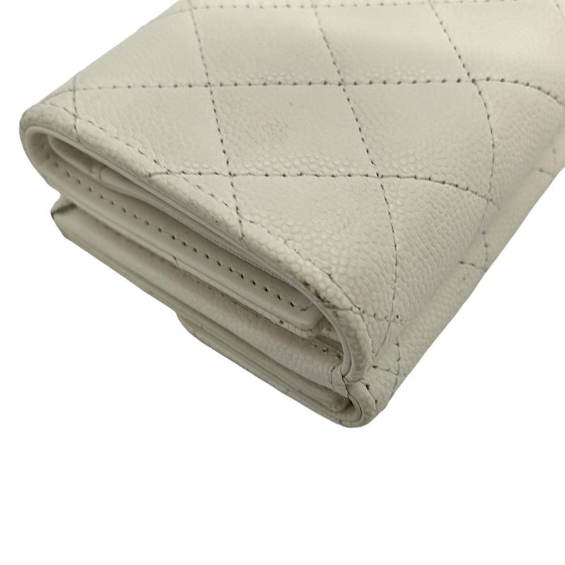Chanel Trifold Wallet Small Walletmatelasse Ap4815 White Gold Hardware Rhineston