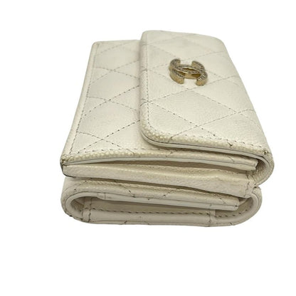 Chanel Trifold Wallet Small Walletmatelasse Ap4815 White Gold Hardware Rhineston