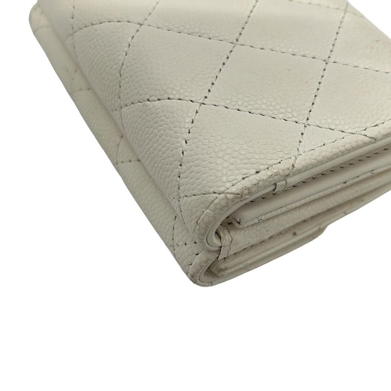 Chanel Trifold Wallet Small Walletmatelasse Ap4815 White Gold Hardware Rhineston