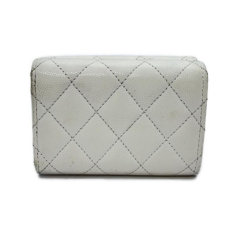 Chanel Trifold Wallet Small Walletmatelasse Ap4815 White Gold Hardware Rhineston