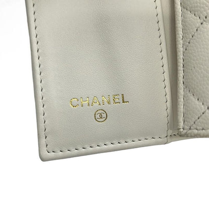 Chanel Trifold Wallet Small Walletmatelasse Ap4815 White Gold Hardware Rhineston