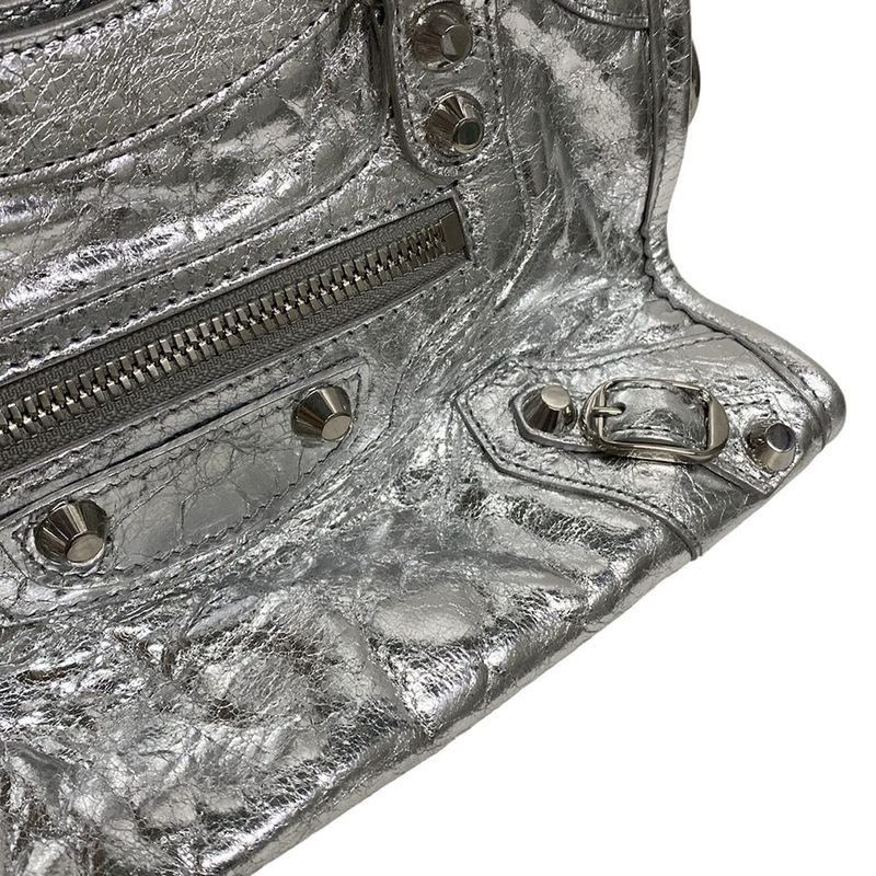 Balenciaga Handbag le City Mini 806395 Silver Leather