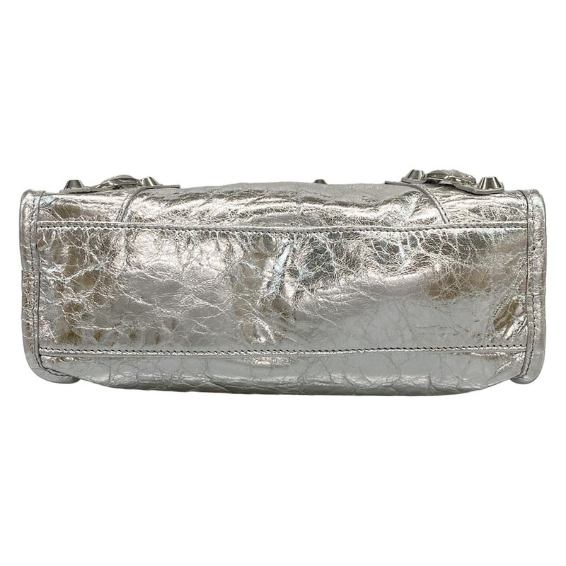 Balenciaga Handbag le City Mini 806395 Silver Leather
