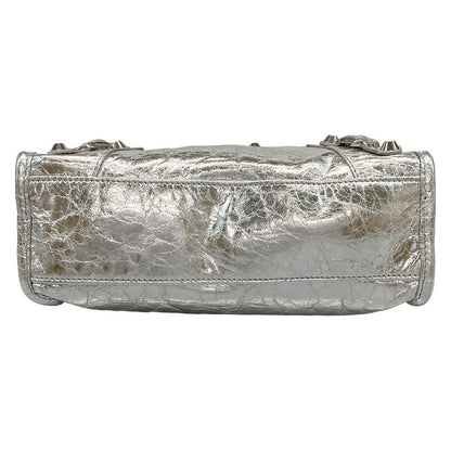 Balenciaga Handbag le City Mini 806395 Silver Leather
