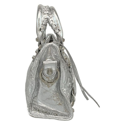 Balenciaga Handbag le City Mini 806395 Silver Leather