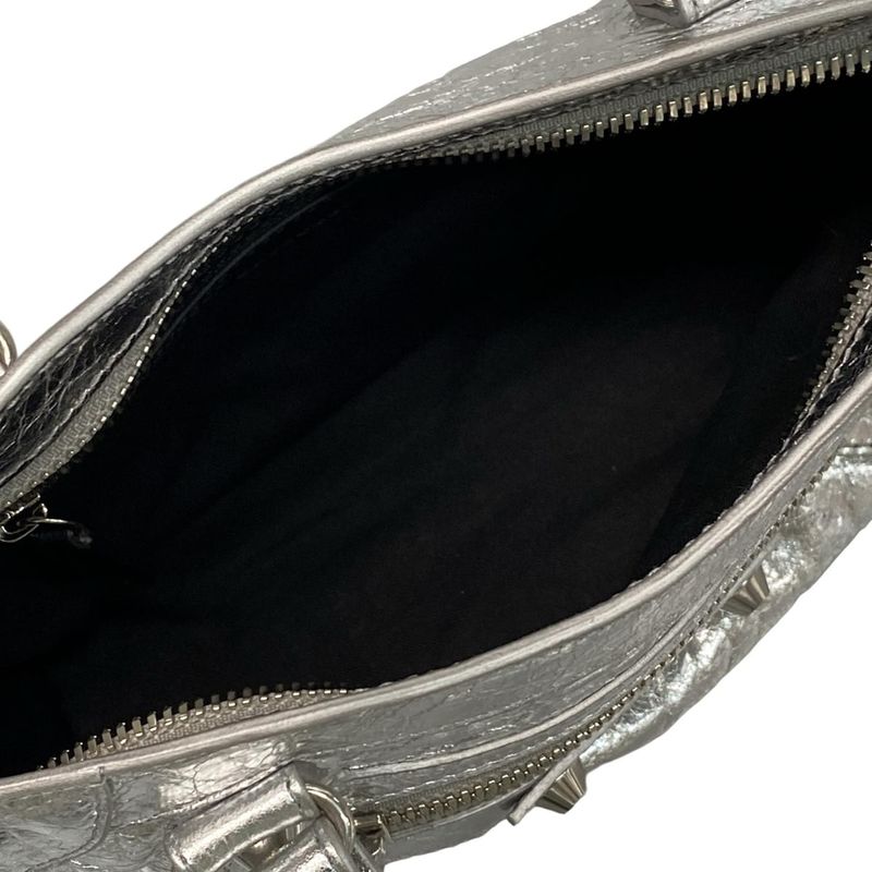 Balenciaga Handbag le City Mini 806395 Silver Leather