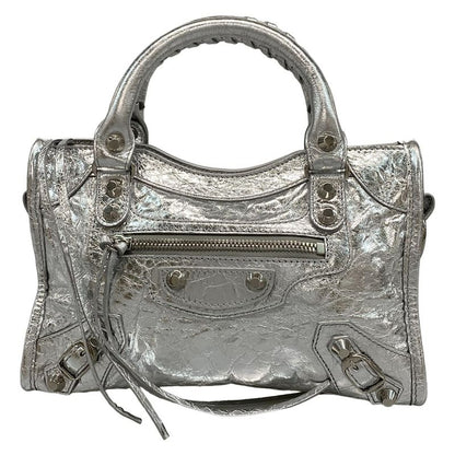 Balenciaga Handbag le City Mini 806395 Silver Leather