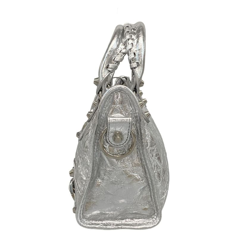Balenciaga Handbag le City Mini 806395 Silver Leather