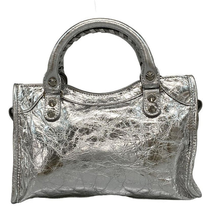 Balenciaga Handbag le City Mini 806395 Silver Leather