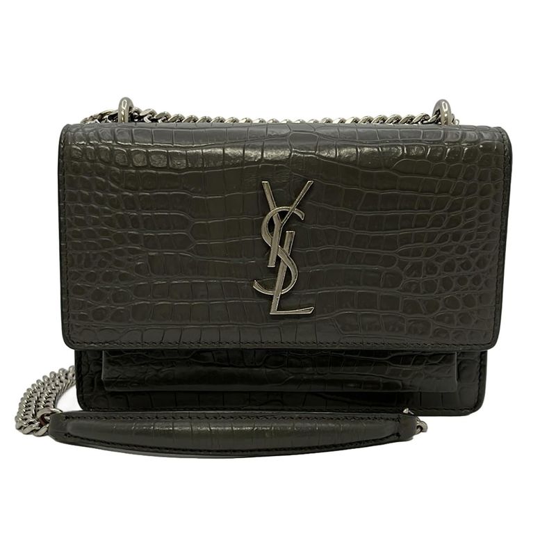 Saint Laurent Paris Wallet Sunset 452157 Gray Chain Wallet\shape Pressed Leather
