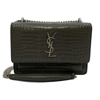 Saint Laurent Paris Wallet Sunset 452157 Gray Chain Wallet\shape Pressed Leather
