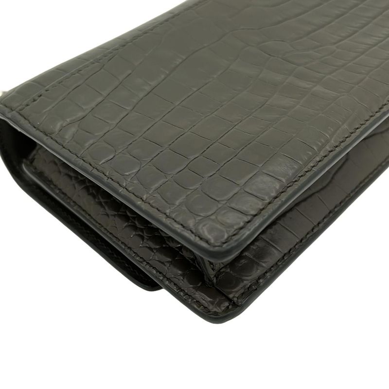 Saint Laurent Paris Wallet Sunset 452157 Gray Chain Wallet\shape Pressed Leather