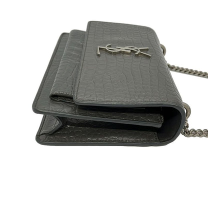 Saint Laurent Paris Wallet Sunset 452157 Gray Chain Wallet\shape Pressed Leather