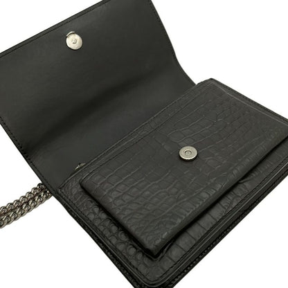 Saint Laurent Paris Wallet Sunset 452157 Gray Chain Wallet\shape Pressed Leather