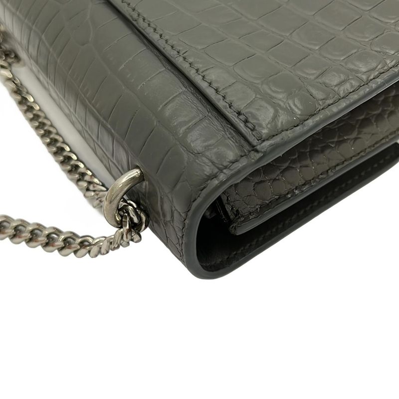 Saint Laurent Paris Wallet Sunset 452157 Gray Chain Wallet\shape Pressed Leather