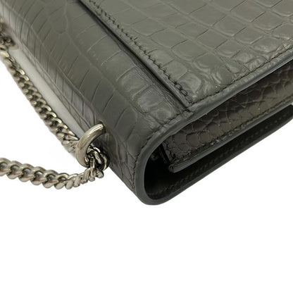 Saint Laurent Paris Wallet Sunset 452157 Gray Chain Wallet\shape Pressed Leather