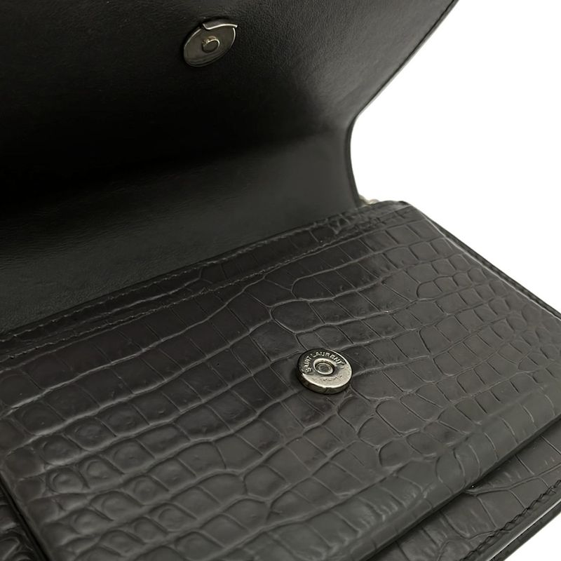 Saint Laurent Paris Wallet Sunset 452157 Gray Chain Wallet\shape Pressed Leather