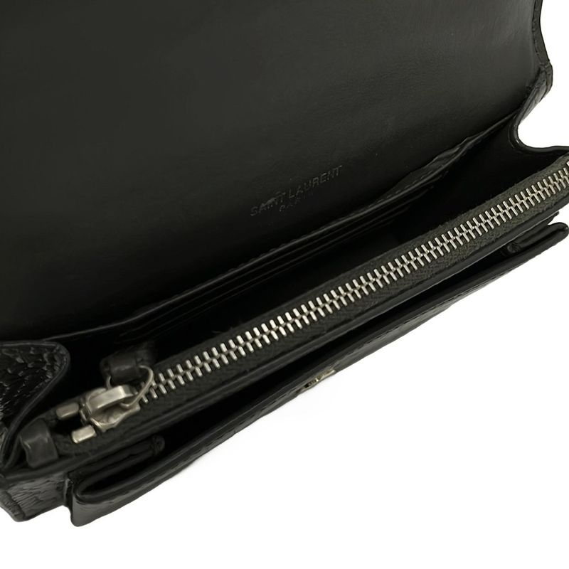 Saint Laurent Paris Wallet Sunset 452157 Gray Chain Wallet\shape Pressed Leather