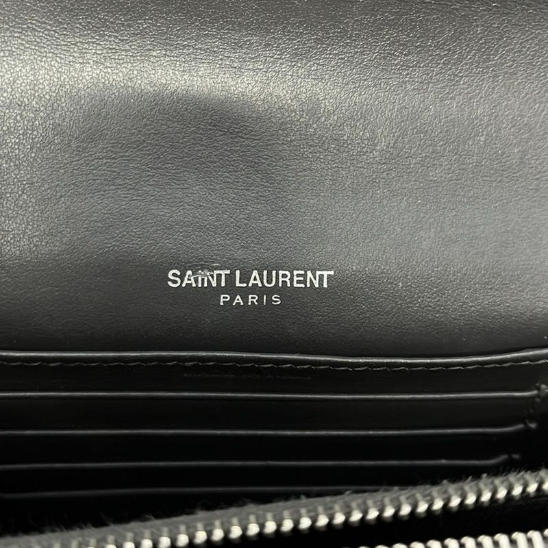 Saint Laurent Paris Wallet Sunset 452157 Gray Chain Wallet\shape Pressed Leather