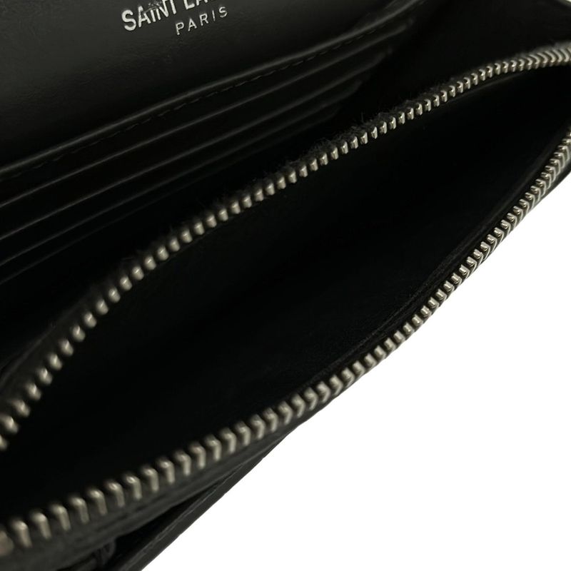 Saint Laurent Paris Wallet Sunset 452157 Gray Chain Wallet\shape Pressed Leather