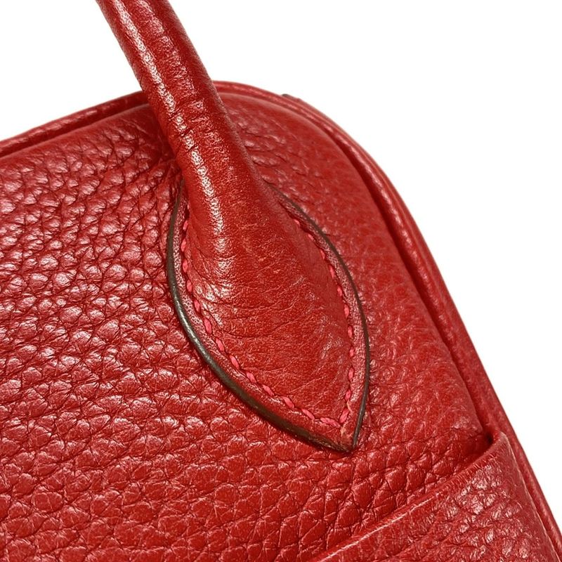 Hermes Handbag Lindy 26 Rouge Cazac Silver Hardware