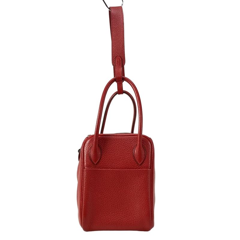 Hermes Handbag Lindy 26 Rouge Cazac Silver Hardware