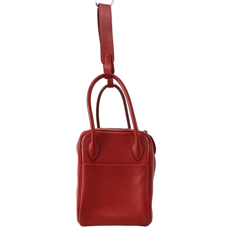 Hermes Handbag Lindy 26 Rouge Cazac Silver Hardware